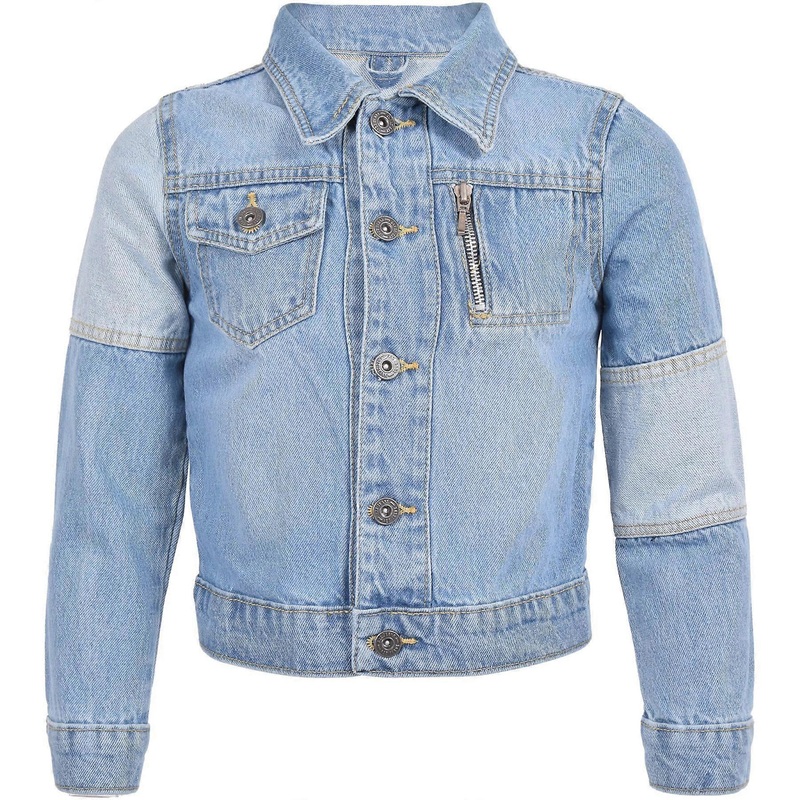 Boys Light Blue Denim Bomber Jacket