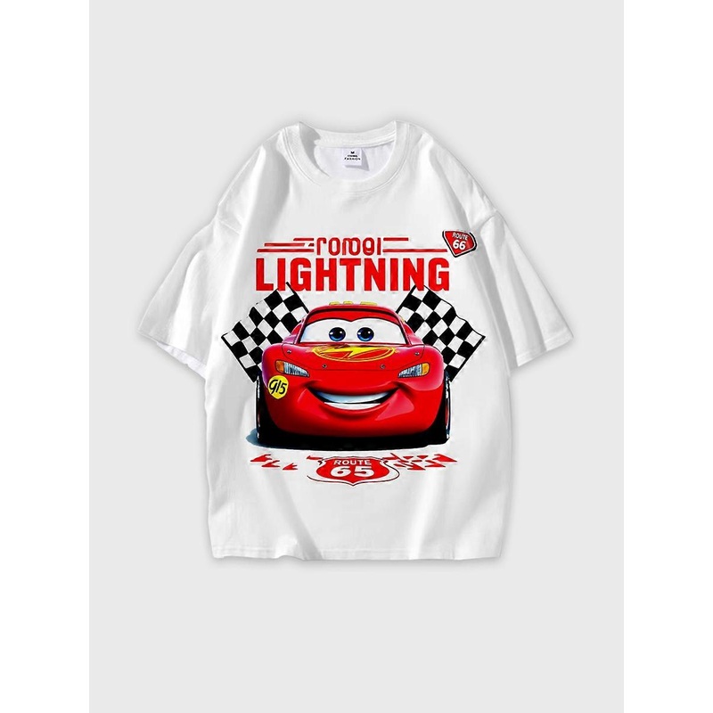 T-shirt round neck Animation Character Pattern loose short sleeve E993