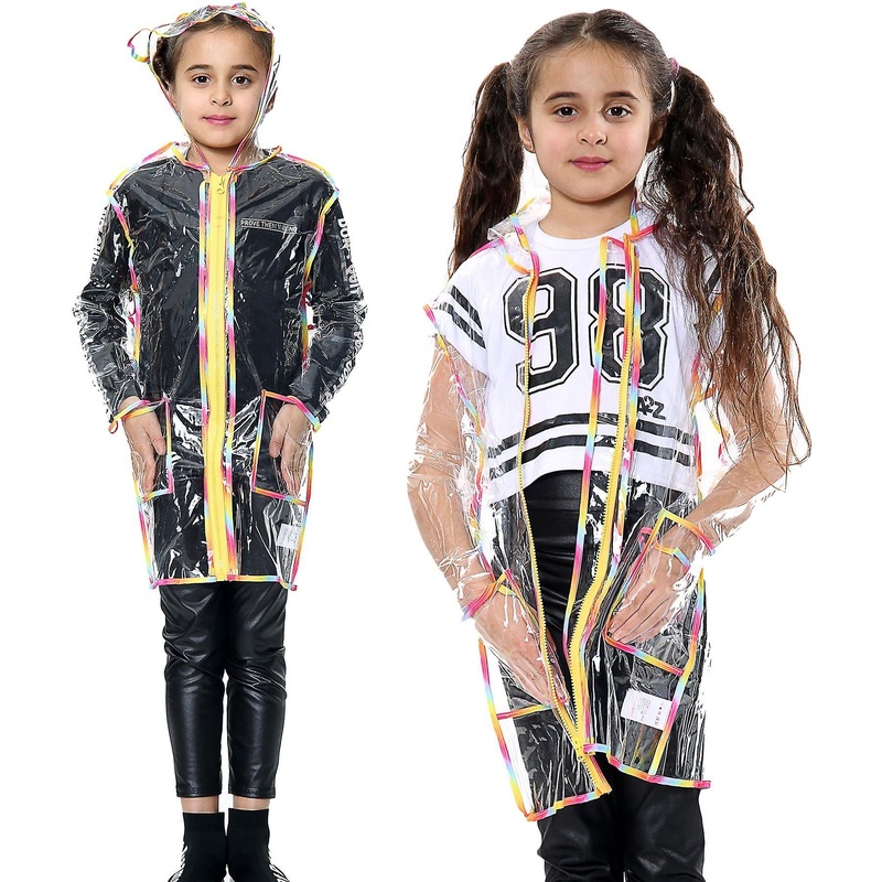 Kids Unisex EVA Transparent Hooded Raincoat