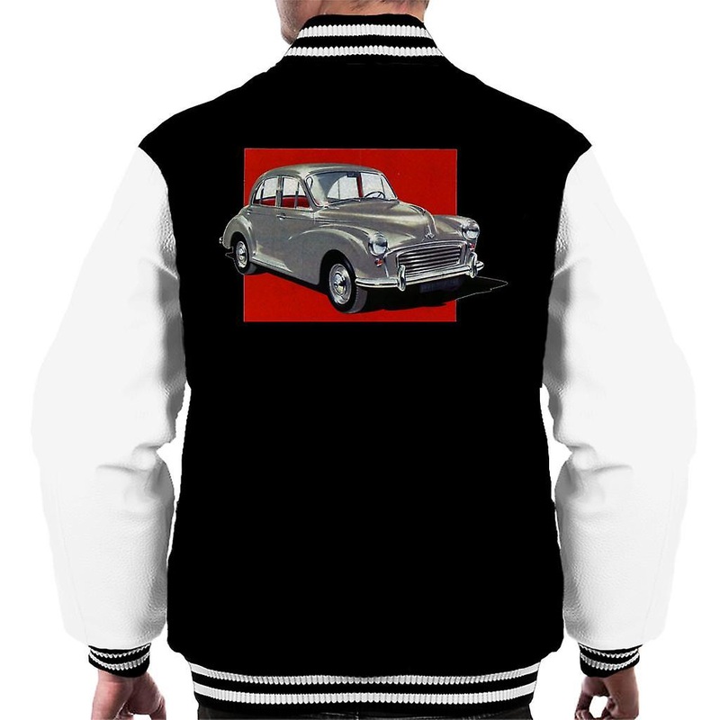 Morris Minor Red Background British Motor Heritage Men’s Varsity Jacket