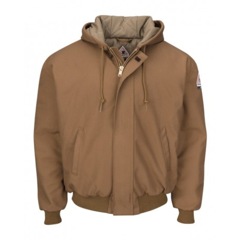 Bulwark JLH6T Insulated Brown Duck Hooded Jacket with Knit Trim – Tall Sizes | Bulwark JLH6T