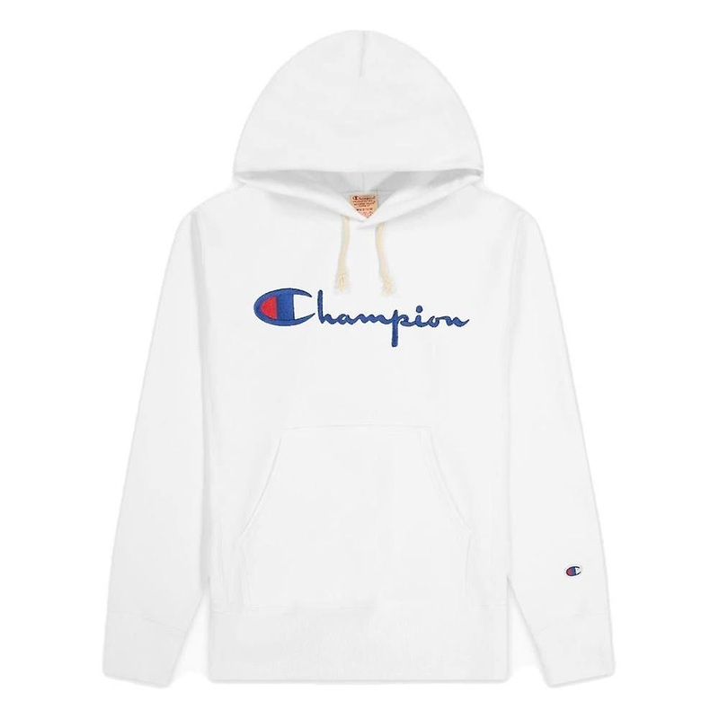 Champion Reverse Weave Script Logo Hooded Sweatshirt 216499WW001WHT universal all year men