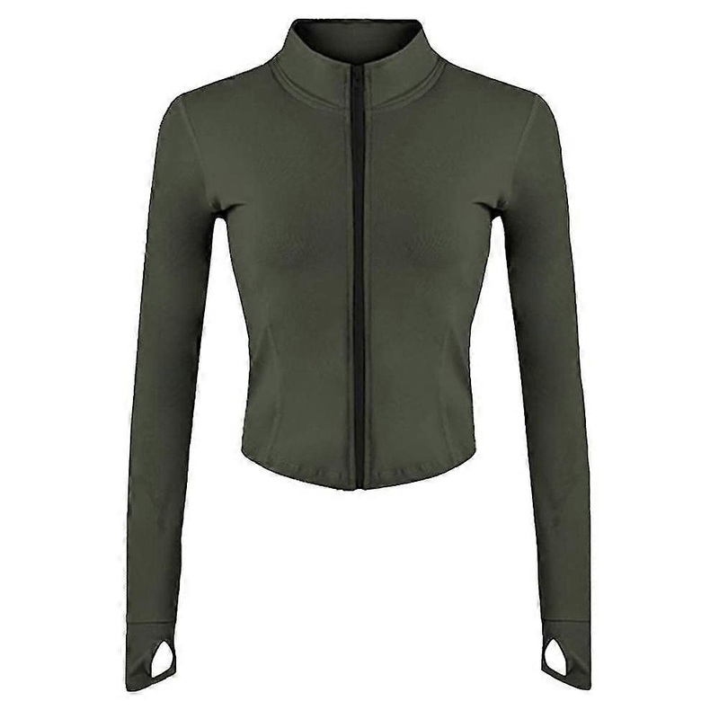 Zipper Elastic Tight-fitting Finger Sve Long-sved Yoga Coat Stand-up Collar Slim-fitting S Running Fitness Suit