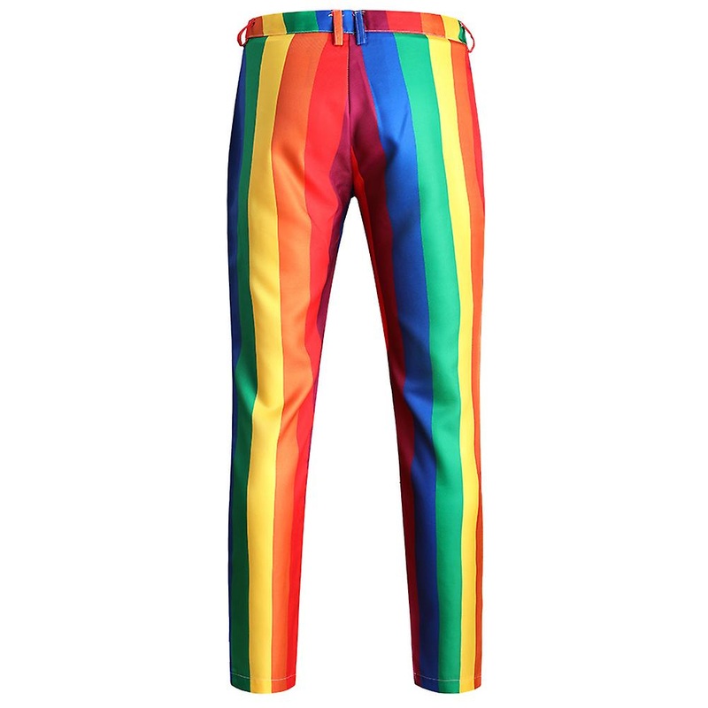 Cloudstyle Men’s 2 Piece Casual Rainbow Striped 1 Button Suit Set