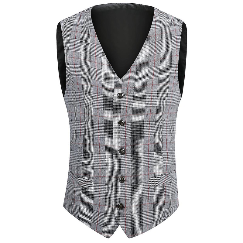 Cloudstyle Men’s Business Slim Checked Suit Vest
