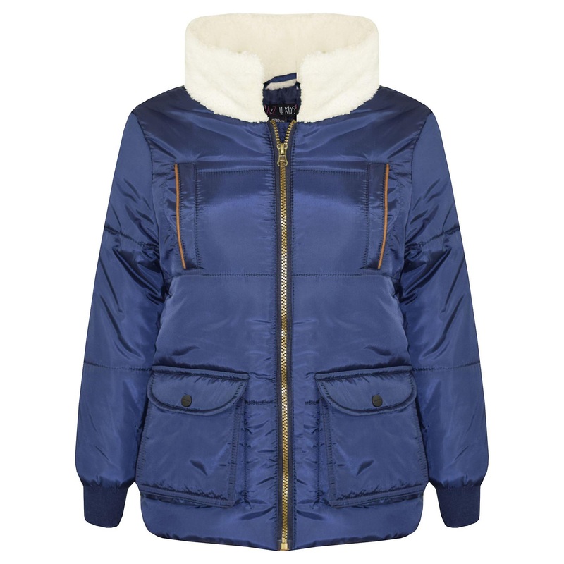 Kids Girls Boys Parka Jacket Zipped Padded School Jacket 5-12 Years