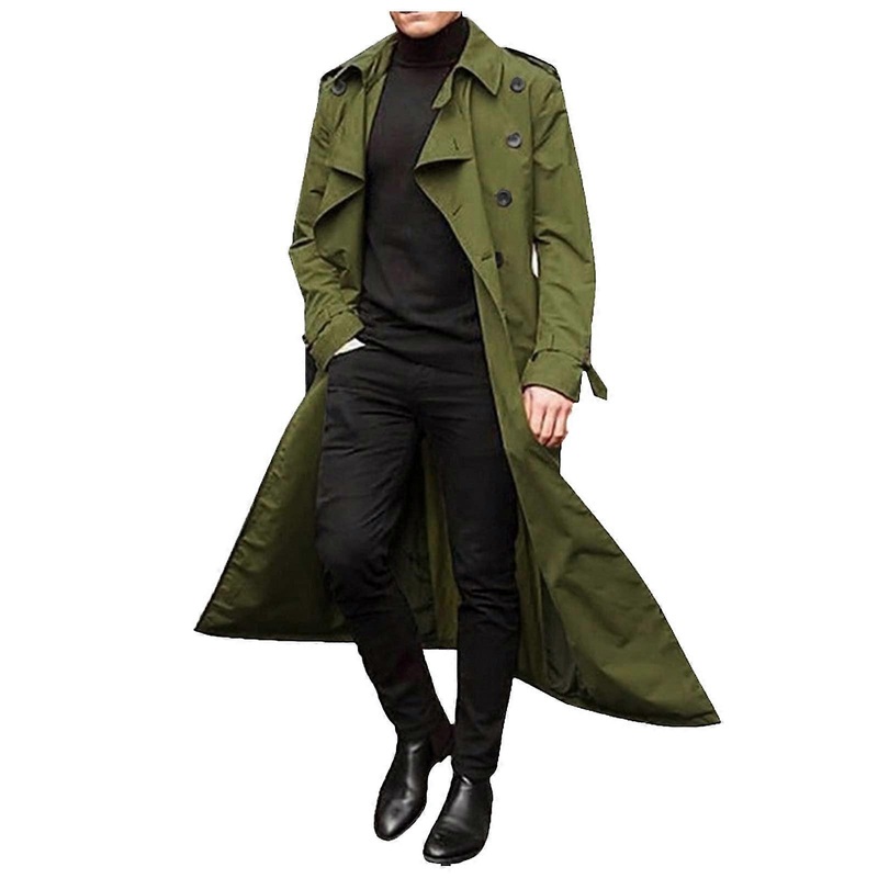 Men’s Trench Coat Business Parka Outwear Spring Casual Winter Coat
