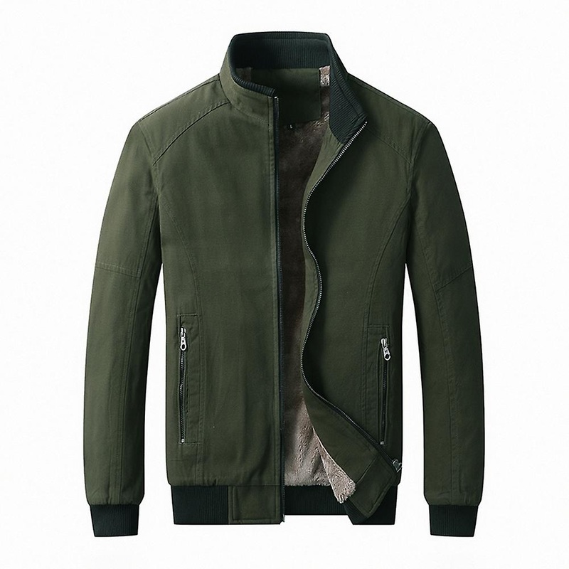 Cloudstyle Men’s Solid Color Stand Collar Casual Slim Jacket