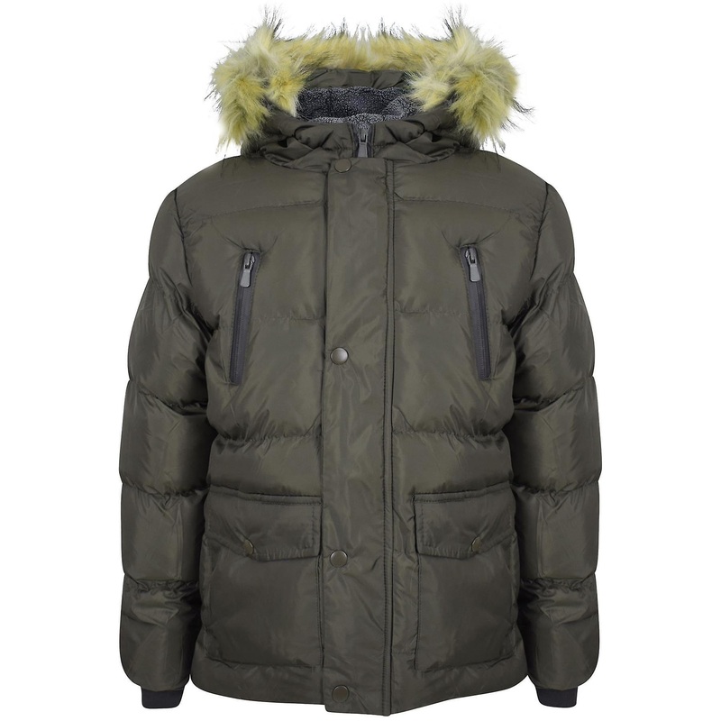 Boys Hooded Fleece Coffee Puffer Jacket Bubble Coat
