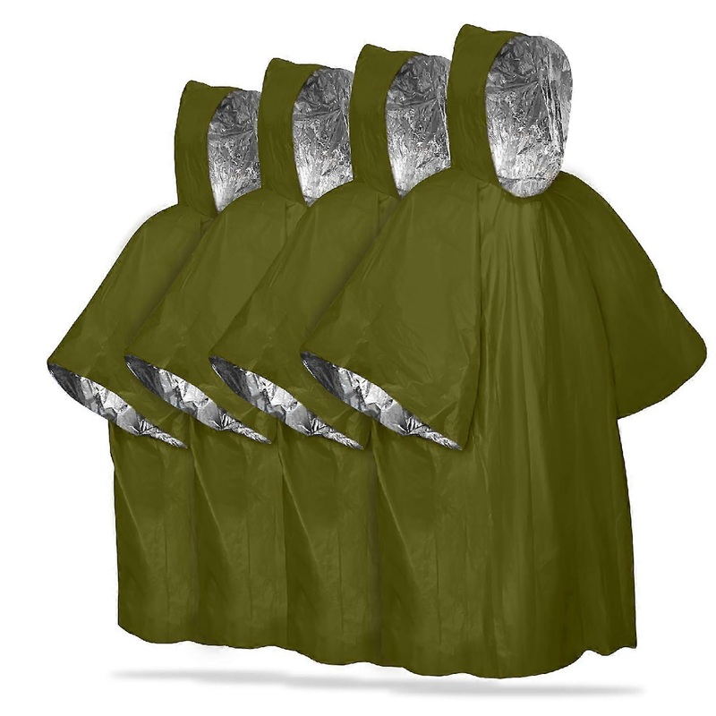 Emergency Rain Poncho [4 Pack] [Reta 90% Body Heat] Reusable Raincoat