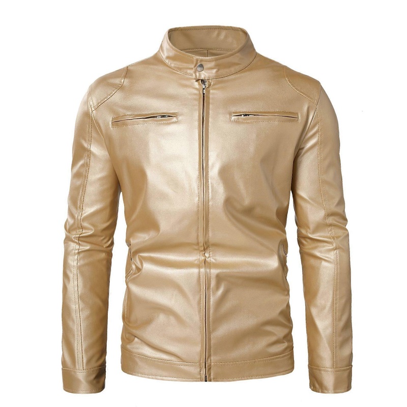 Men’s Bright Long Sleeve Leather Show Jacket