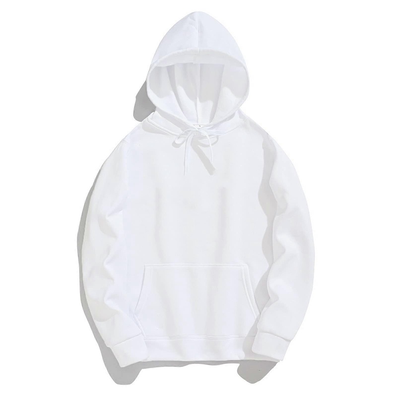Men’s Jacket Sweater Pocket Cap Winter Solid Men’s Long Color Jacket Sleeve Autumn Blouse for Men Men’s Sweatshirt M White 3XL