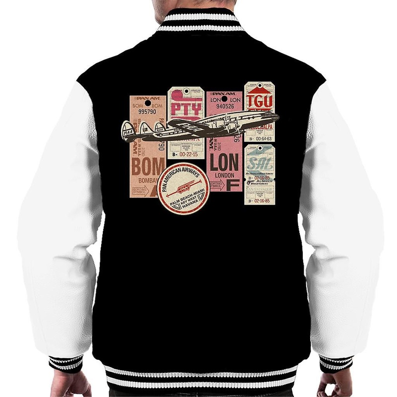Pan Am Baggage Tags Montage Men’s Varsity Jacket