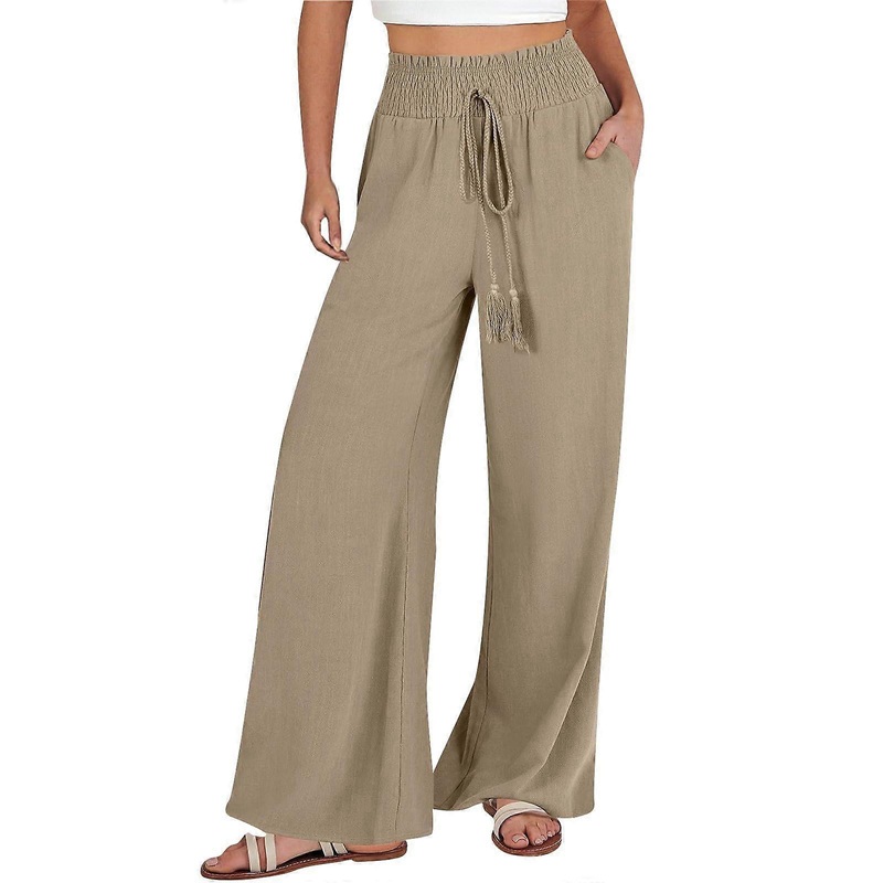 Women’s Yoga Trousers Black Jogging Bottoms Linen Sports Pants Casual Khaki Loose Fit 3XL Model 20240320xxk2061