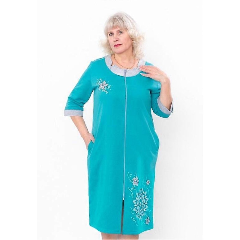 Womens Zip-Up Fleece Robe  Soft Fabric & Stylish Print,, Demi-season,  HC 8004-023-33