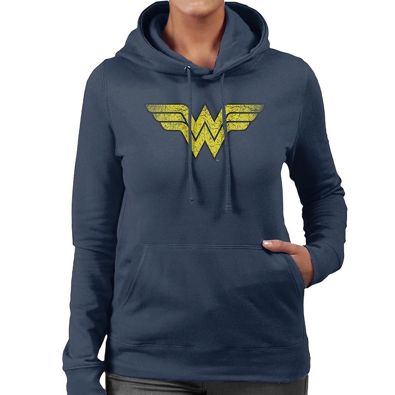Wonder Woman Faded Yellow Logo Women’s Hooded Sweatshirt