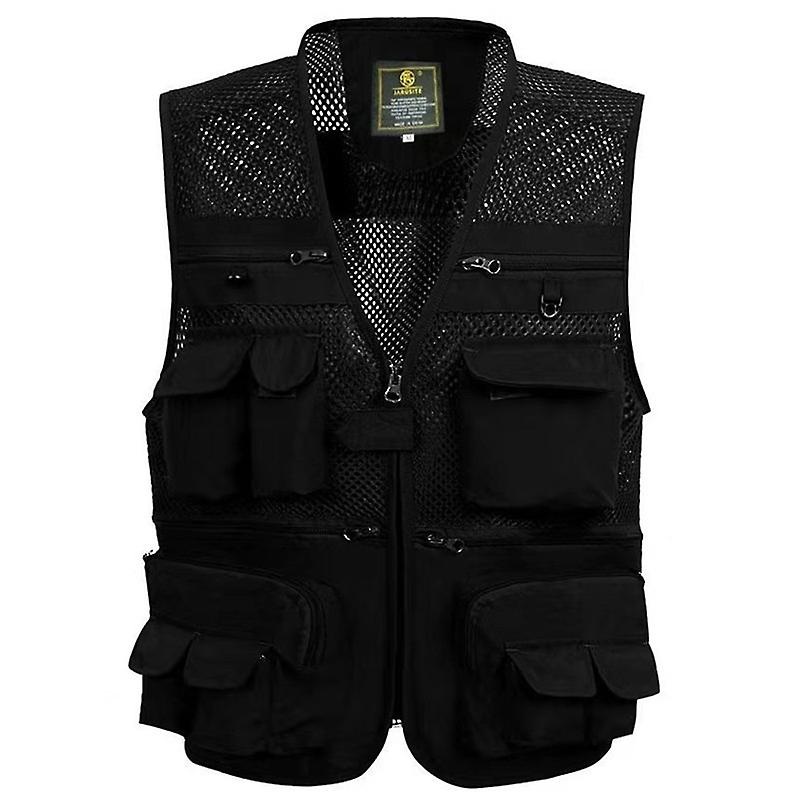 Men’s Vest Tactical Webbed Gear Coat Summer Photographer Waistcoat Tool Many Pocket Mesh Work Sleeve