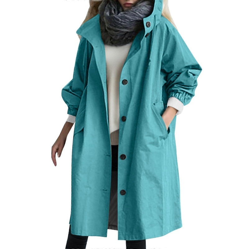 Trench Coat Women’s Long Wind Jacket with Belt Long Sleeve Turn-Down Collar Lightweight Blue 4XL for Teens Outdoor Fall Winter