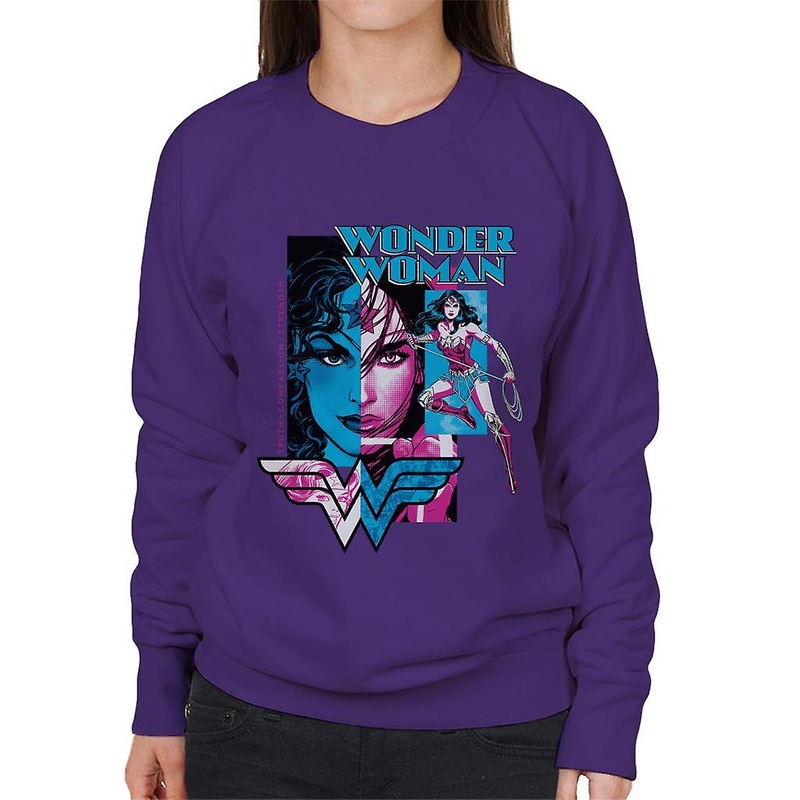 Wonder Woman Blue And Purple Montage Women’s Sweatshirt