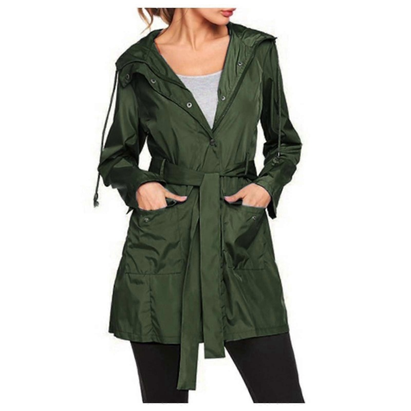 Women’s WaterRepellent Hiking Jacket Lightweight Breathable Green Size M