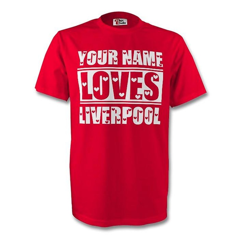 Your Name Loves Liverpool T-shirt (red) – Kids