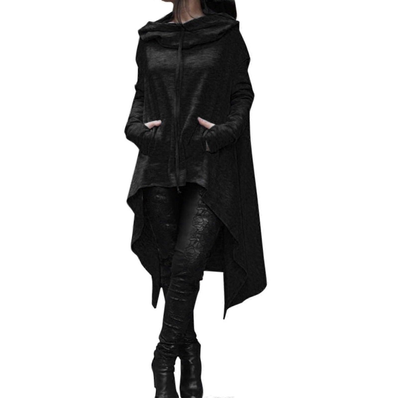 Zip-Up Hoodie for Women, Long Baggy Tunic Sweatshirt, Plus Size Black Pullover with Pocket, Summer Jacket XXL
