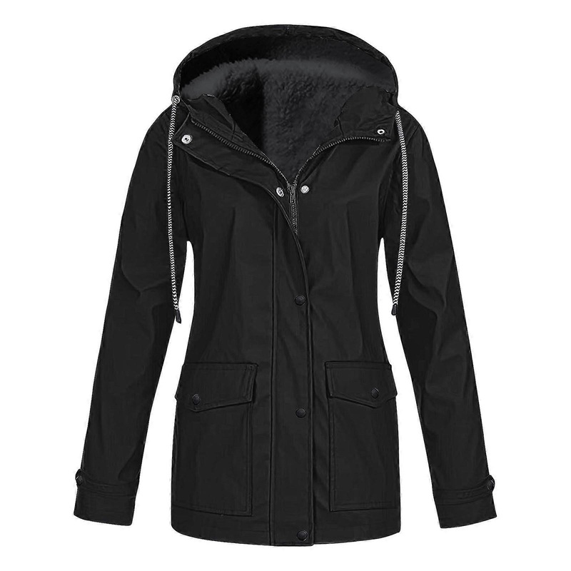 Women’s Winter Jacket Waterproof Softshell Thick Fleece Lined Warm Coat 4XL Black