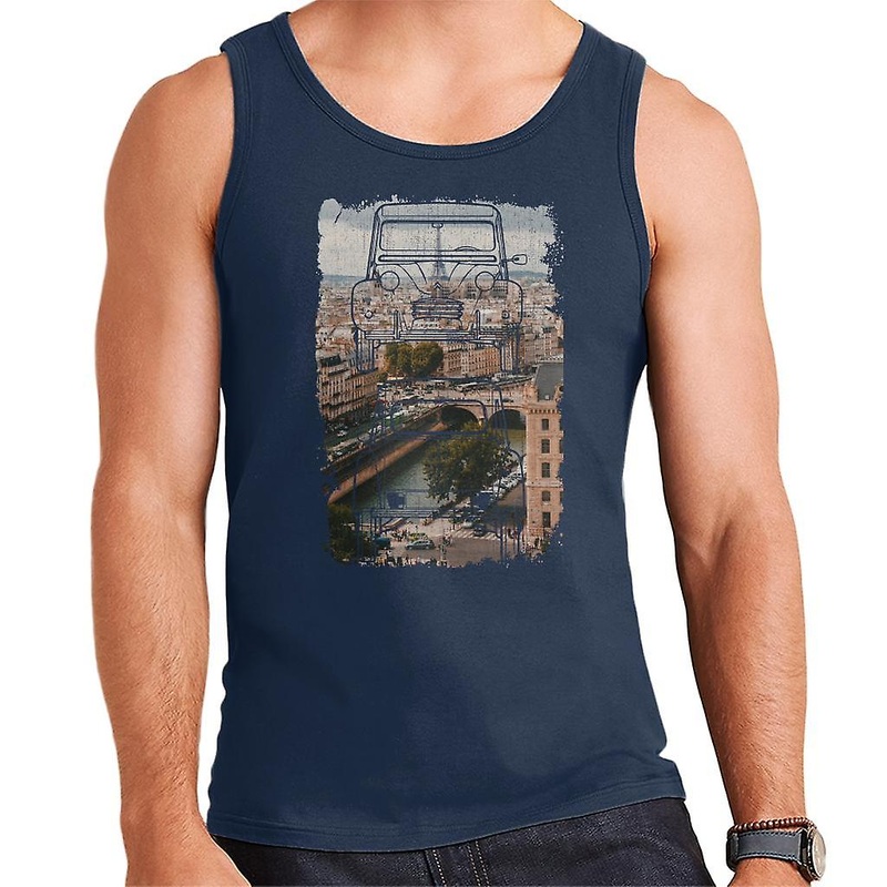 Citroen 2CV Retro Drawing Over Paris Men’s Vest