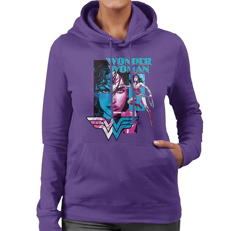 Wonder Woman Blue And Purple Montage Women’s Hooded Sweatshirt