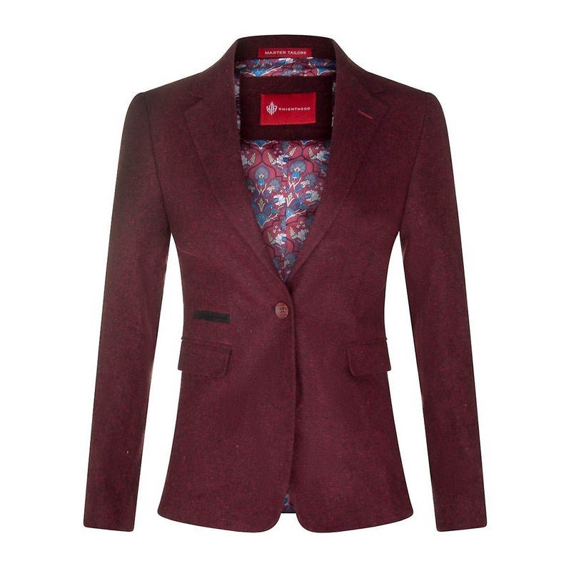 Womens 1920s  Wine Wool Classic Vintage Retro Blazer