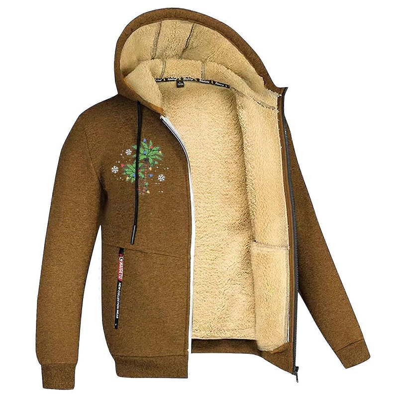 Winter Jacket Men’s Parka Thick Fleece Lining Lightweight Outdoor Coat M Khaki Quilted Softshell Functional Leisure Jacket