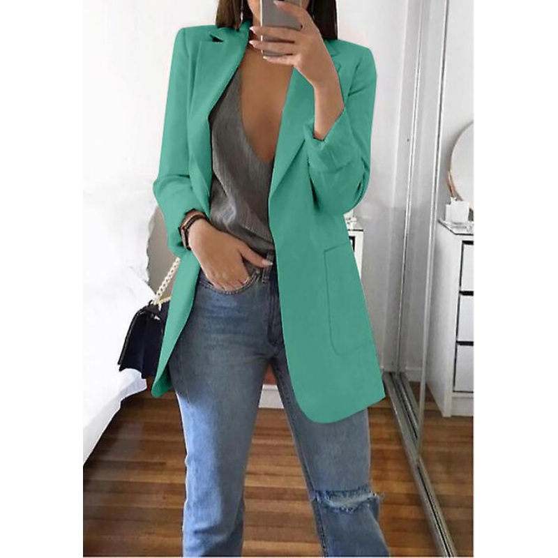 Women’s Long Collar Blazer Suit Jacket Ladies Formal Slim Coat Cardigan Outwear
