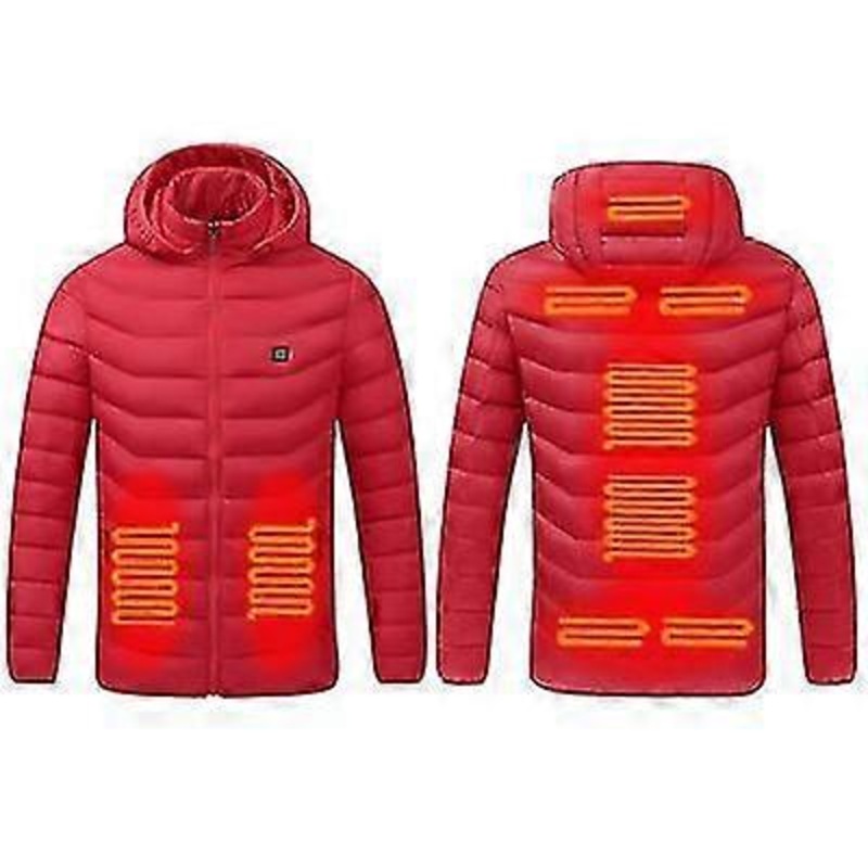 Winter warm usb heating jackets smart thermostat pure color hooded heated clothing waterproof  warm jackets