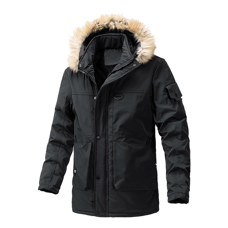 Wool Coat Men’s Winter Thick Transition Coat Black XXL A3 Quilted Lightweight Parka Softshell Jacket