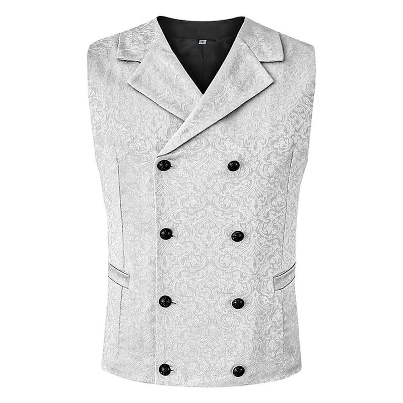 Suit Vest for Men Cotton V Neck Classic Business Party Wedding Casual Formal Vest Size S White
