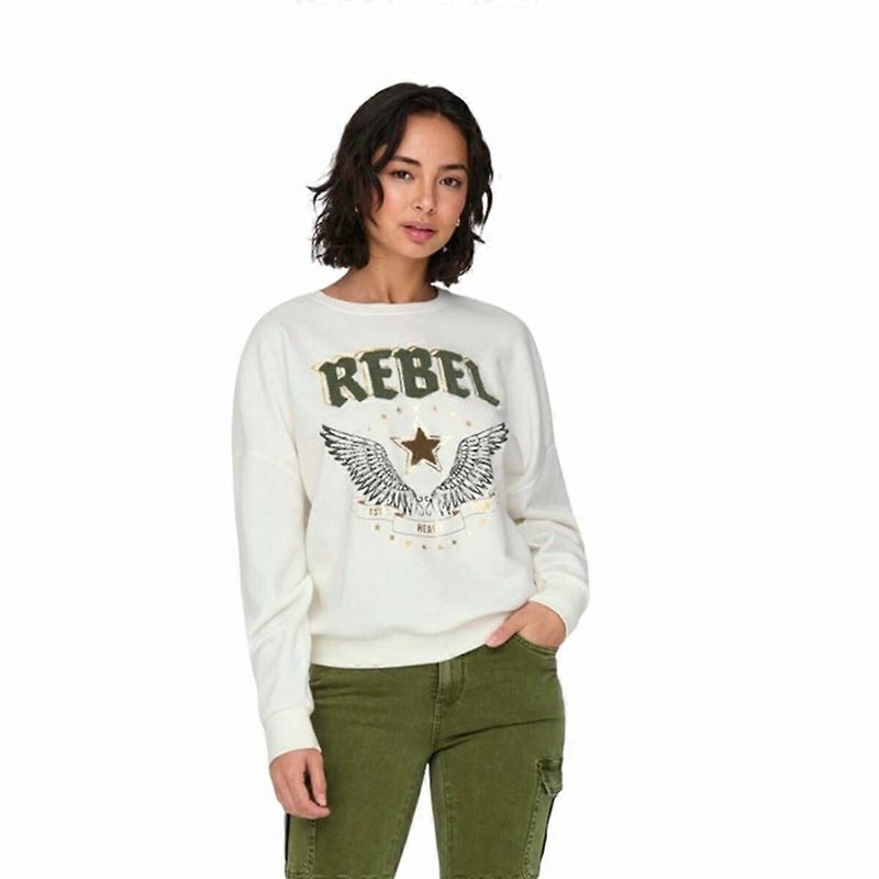 Womens Sweatshirt without Hood Only Onllayla L/S Wings White