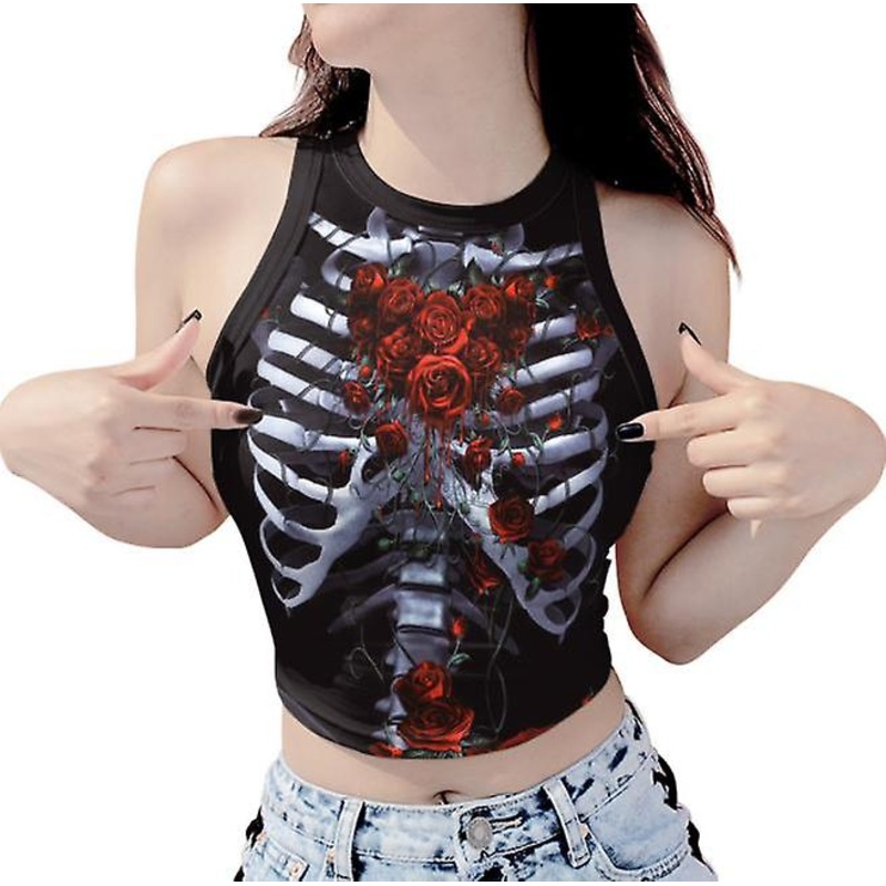 Summer Fashion New Women’s Sexy Sleeveless Short Camisole Fashion Graffiti Print Bottoming Vest