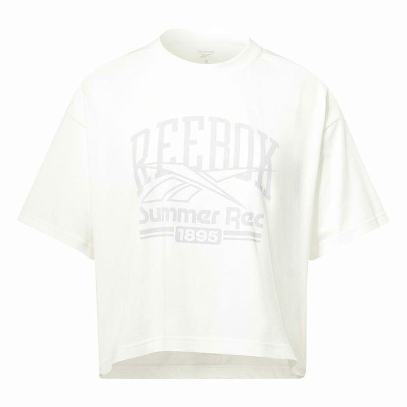 Womens Short Sleeve T-Shirt Reebok Graphic Logo White