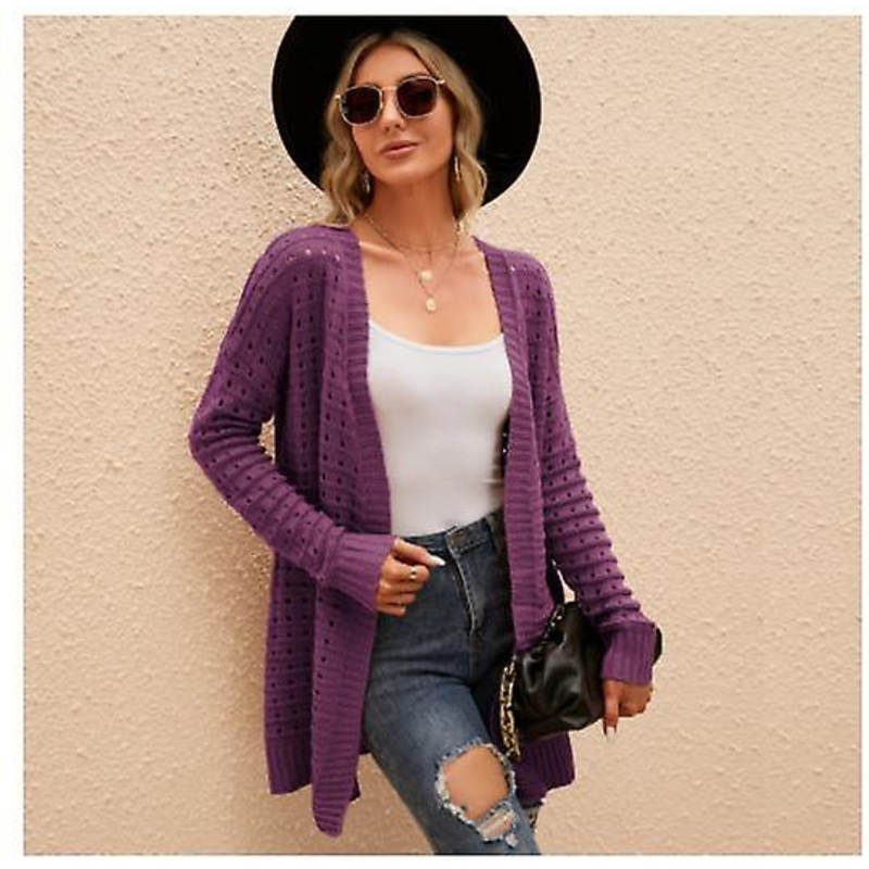2023 Autumn And Winter Women’s Tops New Arrival Solid Color Loose Knitted Coat Women’s Mid-length Fashion All-match Knitted Cardigan
