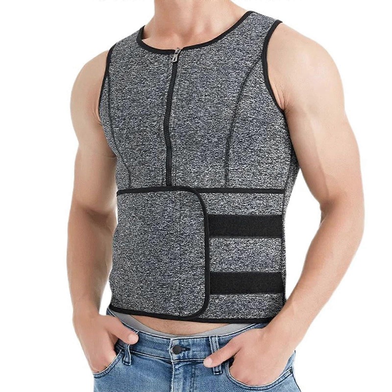 Men’s Sauna Vest, Corset, Waist Trainer, Body , Shapewear, Slimming Vest, Workout Suit for Belly Fat, Weight Loss, Gym, Workout, Back Belt Gray 3XL