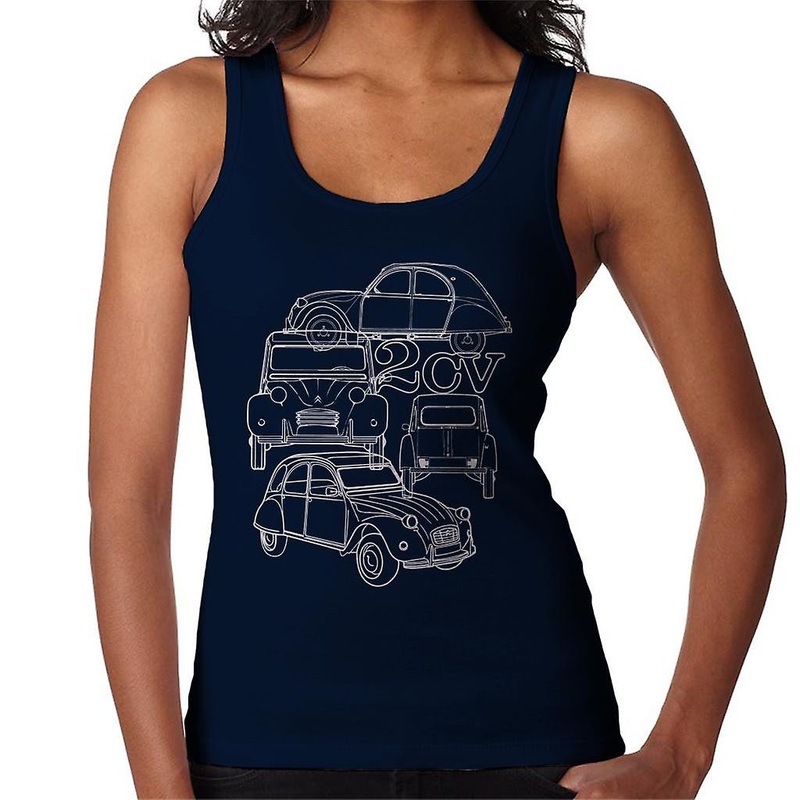 Citroen 2CV White Angle Montage Women’s Vest