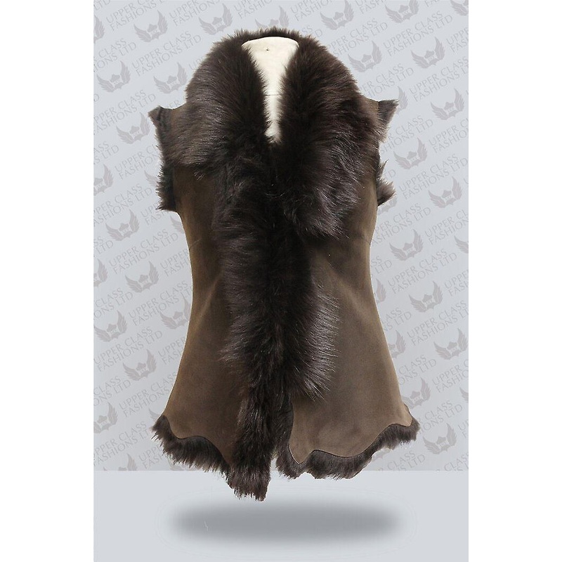 Ladies Brown Toscana Sheepskin Leather Gilet Waistcoat