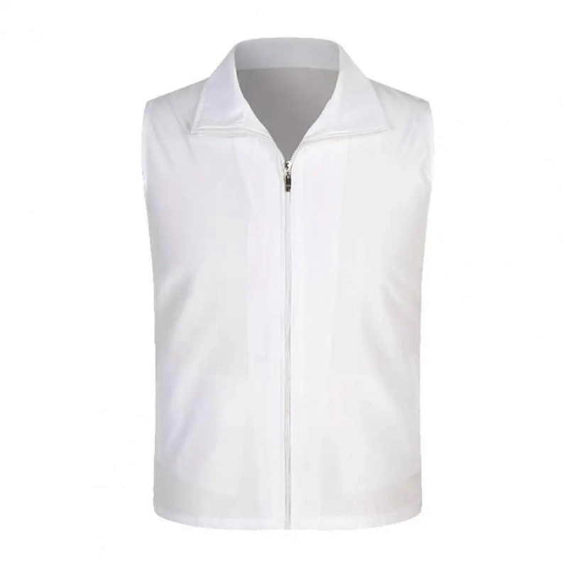 Team Training Vest, Unisex Netzweste, Sleeveless Work Vest, Zippered Athletic Top in White, 3XL Size, Bright Colors