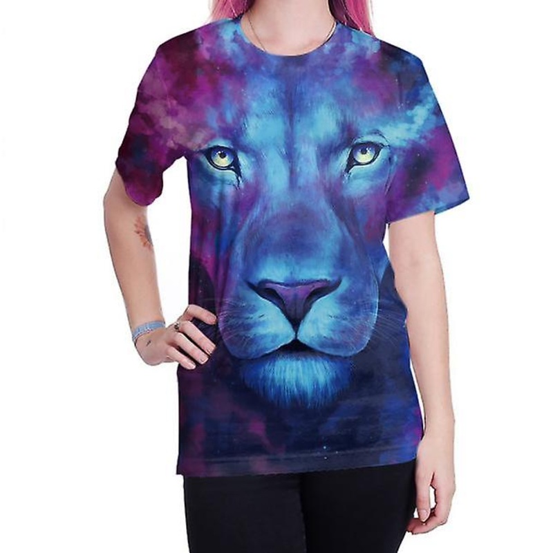 2022 New Outlet  Men And Women Couple Models Lion Pattern 3d Three-dimensional Digital Printing Personalized T-shirt