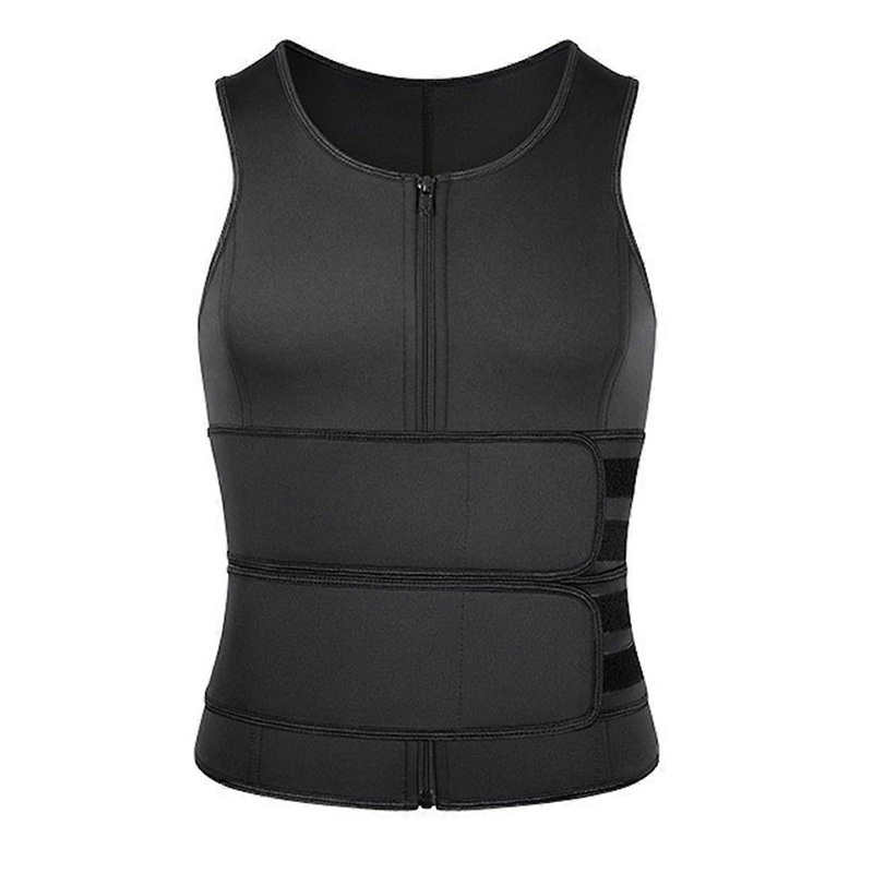 Men’s Sauna Vest With Adjustable Waist Trim Neoprene Sports Waist Trainer For Men Black XL Rubber Bands Training