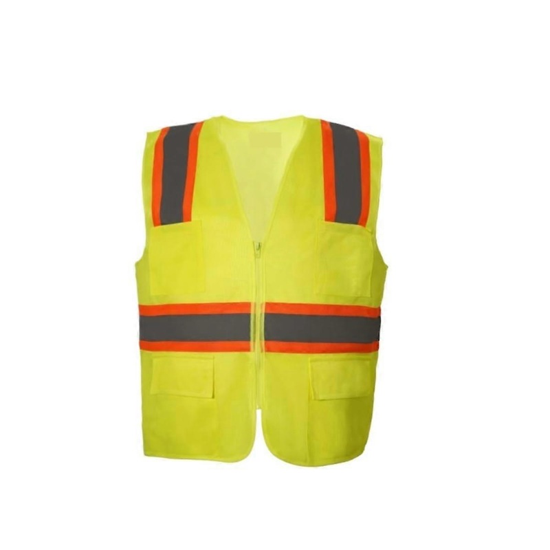 Hi-Vis Safety Vest, Unisex Fluorescent Yellow Mesh Fabric Reflective Work Vest, Lightweight Peach Form Design