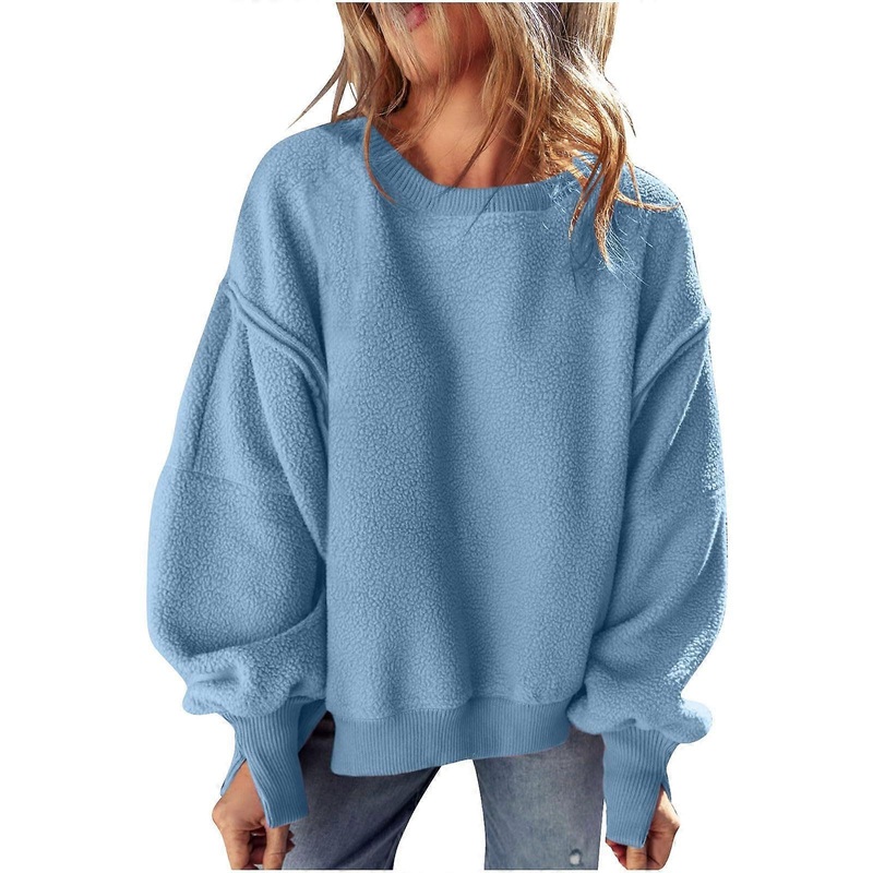 Womens Sweatshirts No Hood Loose Fleece Pullover Tops Casual Comfy Fall Fashion Sweaters Size S-XL 2025