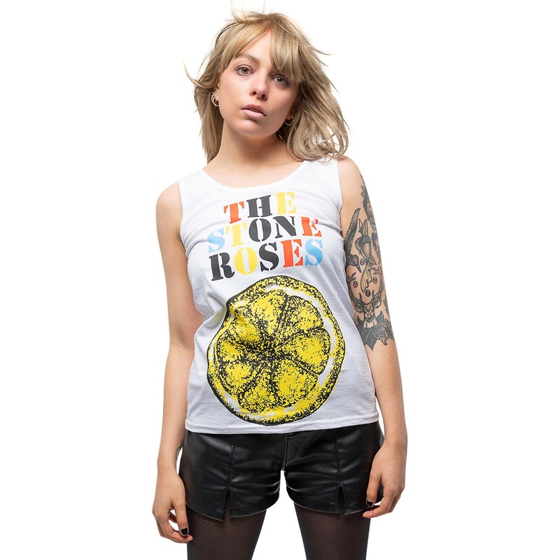 The Stone Roses Lemon Multicolor Band Logo Fools Gold Oasis Skinny Vest