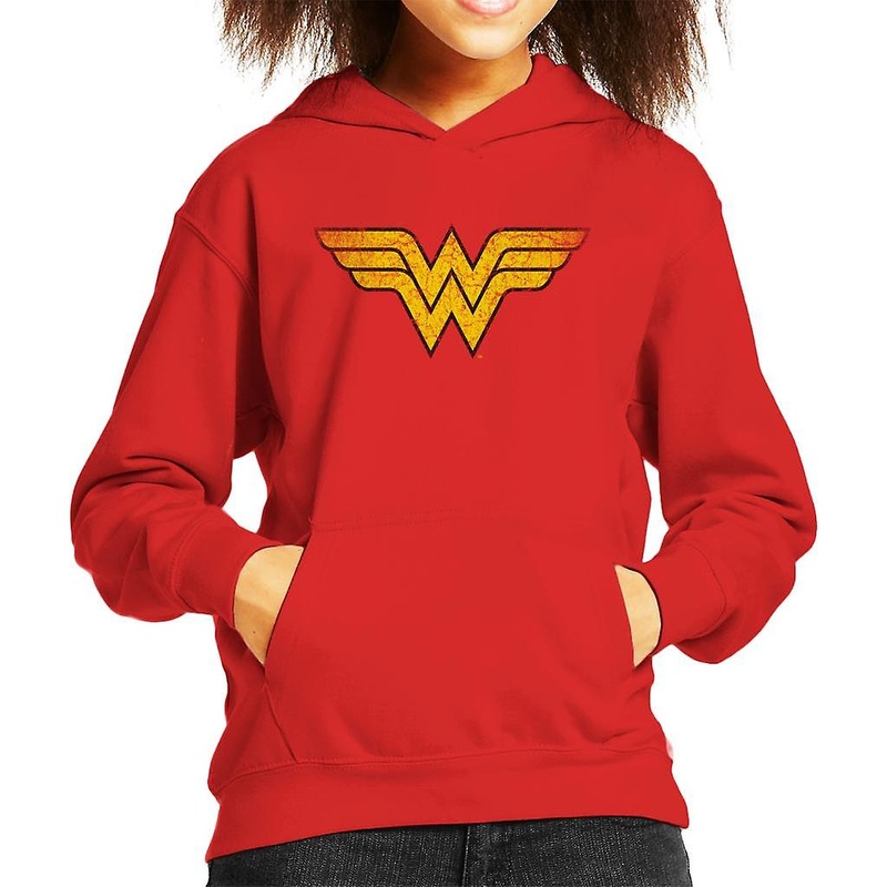Wonder Woman Faded Yellow Logo Kid’s Hooded Sweatshirt