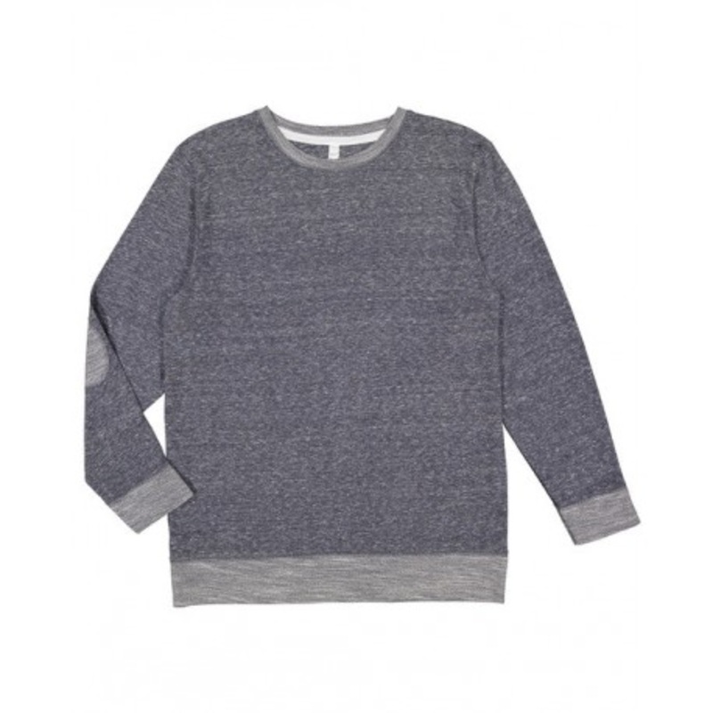 LAT 6965 Adult Harborside Melange French Terry Crewneck With Elbow Patches | Live and Tell by LAT 6965